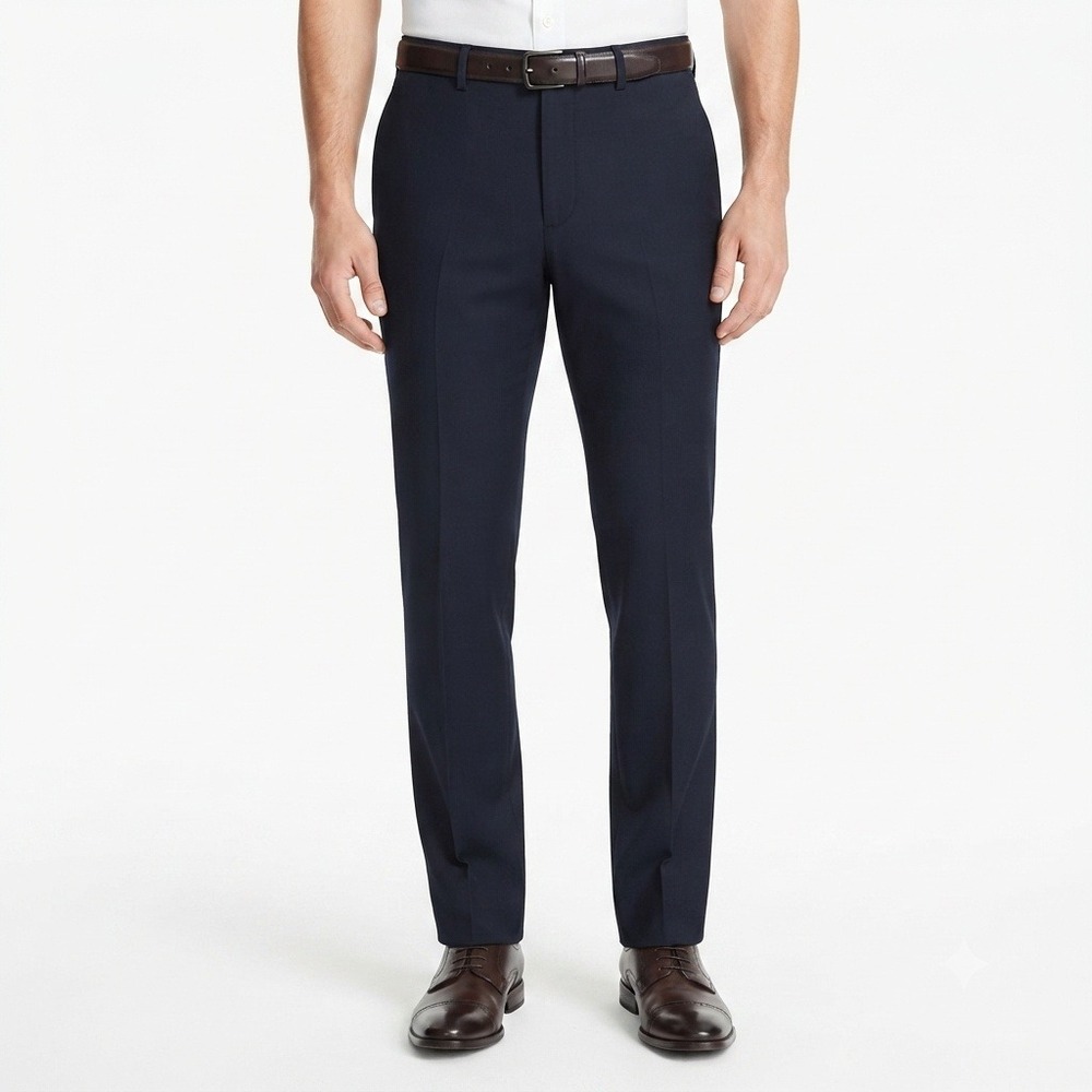 Louis Raphael Pants Mens 32x30 Tailored Mens Navy Blue Flat Front Dress Trousers